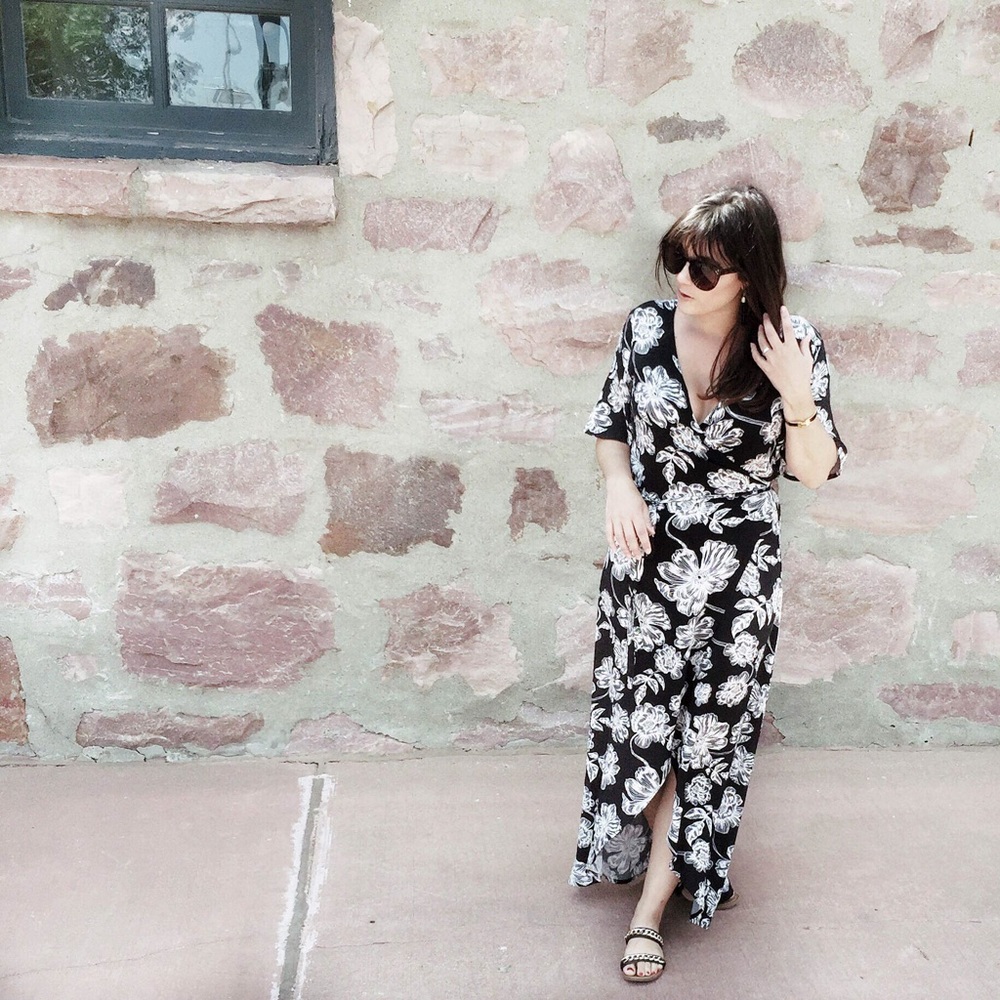 Who What Wear Floral Flutter Sleeve Wrap Dress